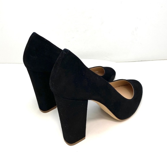 J. Crew Suede Pointed Toe Block Heel Pumps in Black Size 10 #B0942 - Picture 4 of 12